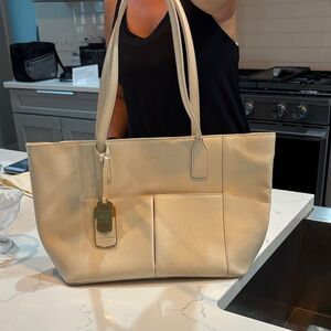 Ralph Lauren Cream Tote Bag with Front Pockets